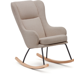 Gyngestol Kave Home Maustin polstret beige med sort stålstel og bøgeskøjter