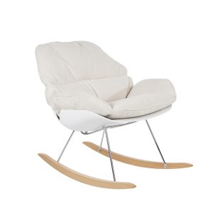 WHITE LABEL LIVING Rocky gyngestol - offwhite bamsestof og stål
