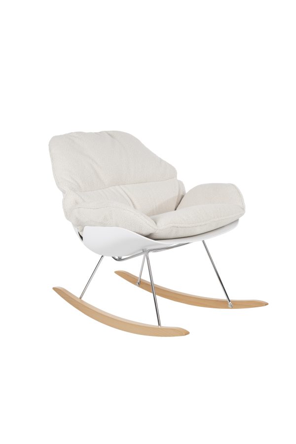 WHITE LABEL LIVING Rocky gyngestol - offwhite bamsestof og stål