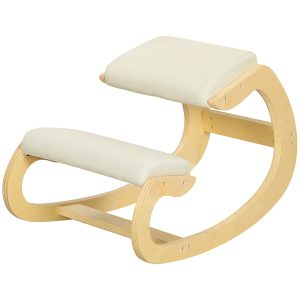 Ergonomisk gyngestol til knæ til hjemmekontor for at forbedre kropsholdningen, cremefarvet