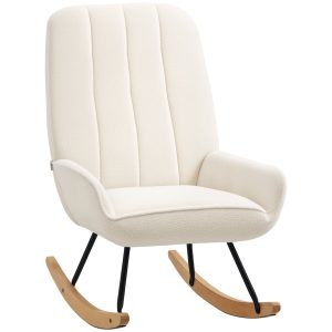 Gyngestol med sherpa fleece 63 cm x 95 cm x 97 cm natur + creme