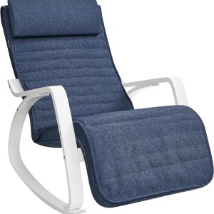 Gyngestol i birketræ med justerbar fodstøtte - blå hynde - Gyngestole > Gyngestole i træ og rattan - Daily-Living